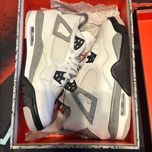 Jordan 4 Retro OG Kids Sneakers - White and Red